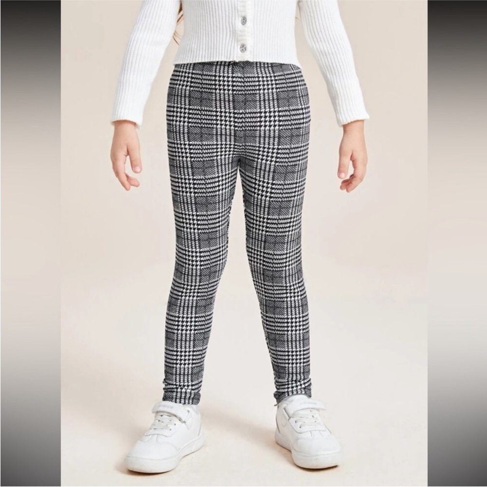 Girls Houndstooth Plaid Leggings